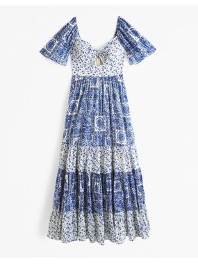 NWT Abercrombie & Fitch Twist Front Tiered Maxi Dress Size Small